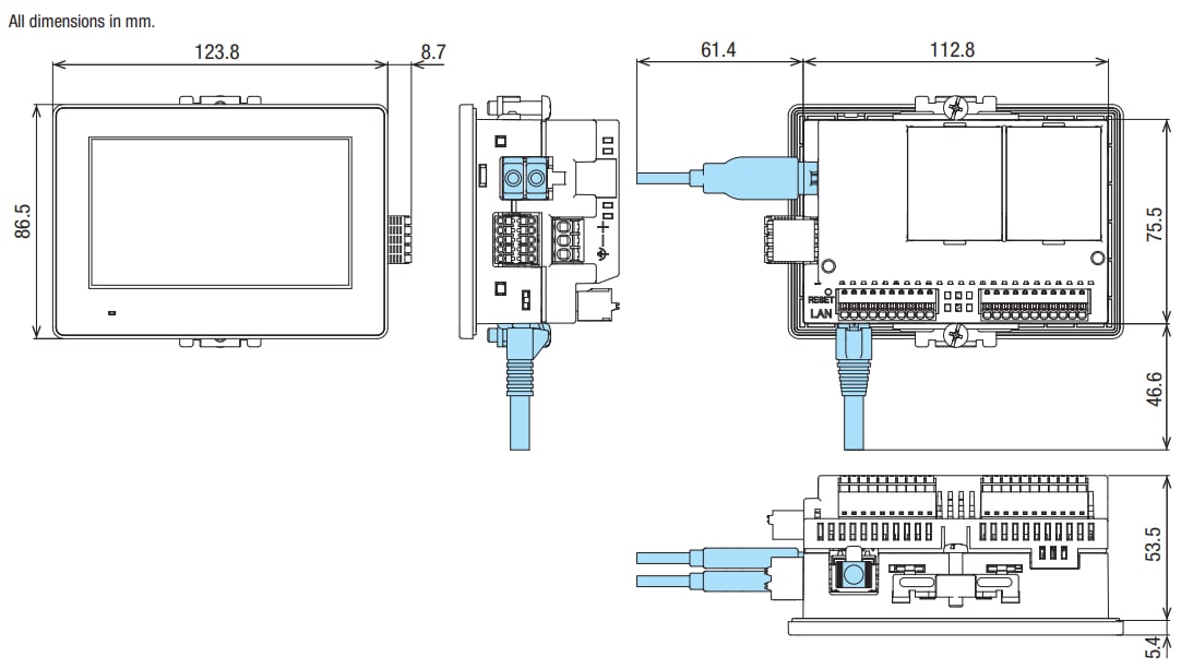 Mechanical Drawing - IDEC FT1J All-in-One PLC & HMI